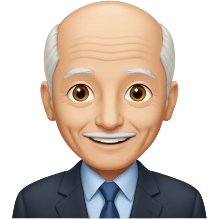 70 yr old man, almost bald, thin white hair, pakistani, business suit
 emoji