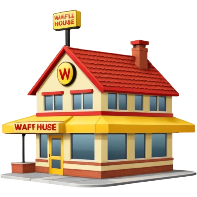 classic Waffle House building with yellow sign emoji