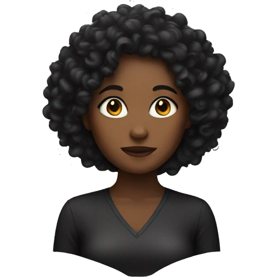 A dark skined woman with curly hair emoji