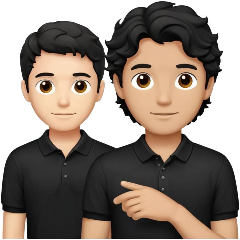 Man with wavy black hair in a classic black polo shirt, relaxed fit emoji