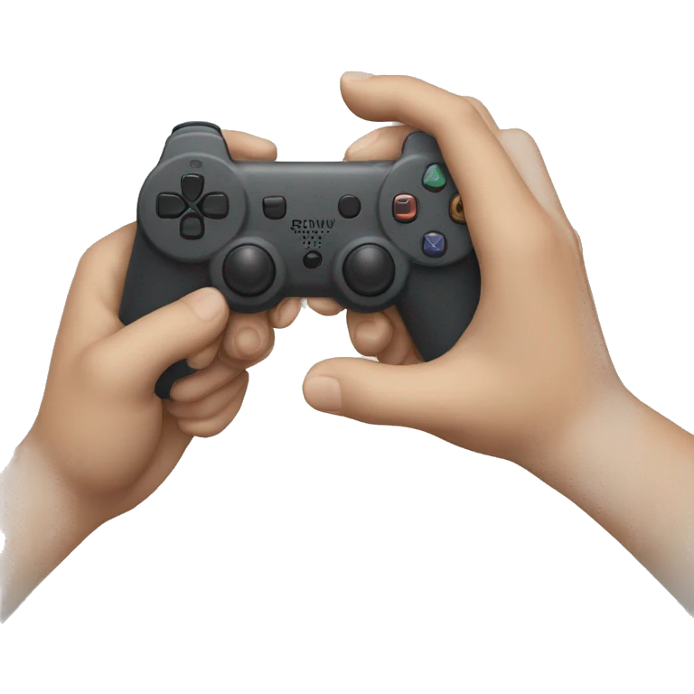hands playing an invisible playstation joystick emoji