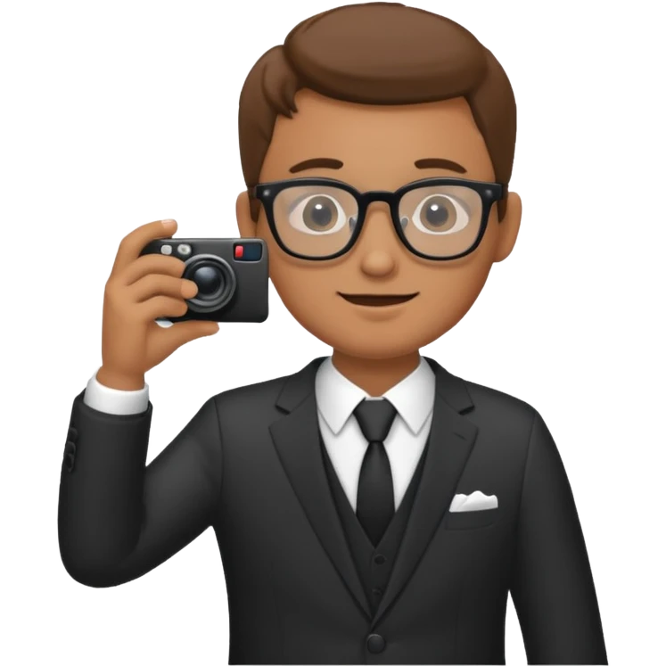 Hombre moreno con gafas haciendo fotos en una boda emoji