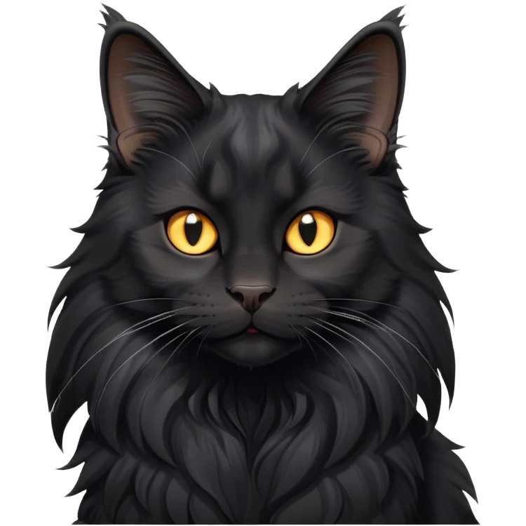 cinematic-cute black-maine-coon-cat-portrait-emoji,-head-tilted-playfully-and-inquisitively,-sleek--black-fur,-simplified-yet-adorable-features,-highly-detailed,-glowing-with-a-warm,-friendly-glow  emoji