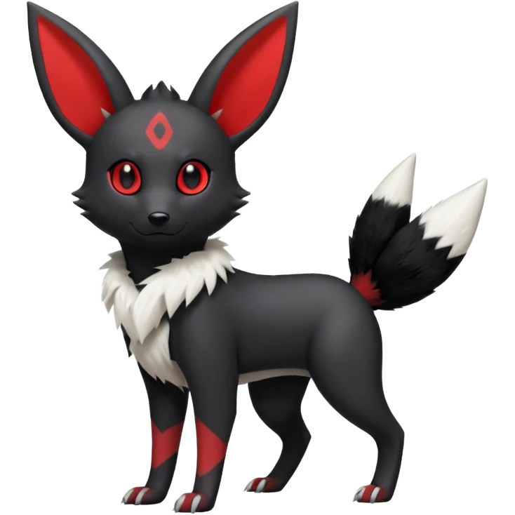 Elegant cute aesthetic cool edgy realistic White, black and red Umbreon-Zangoose-fusion (full body) emoji