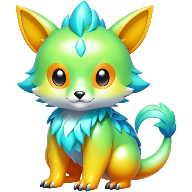 Cute cool shiny brightly fresh colors colorful fantasy animal hybrid Fakemon full body emoji