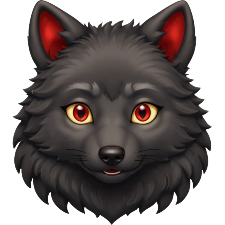 cute black wolf, red eyes with gold hoops in ears emoji