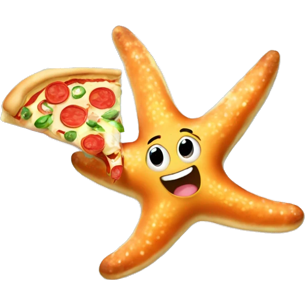 starfish summersaulting and eating a pizza emoji