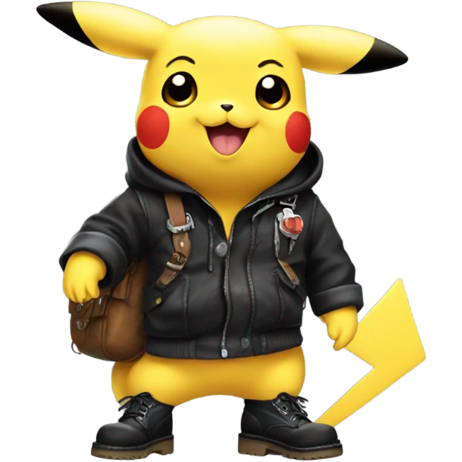Pikachu wearing black Doc Marten boots emoji