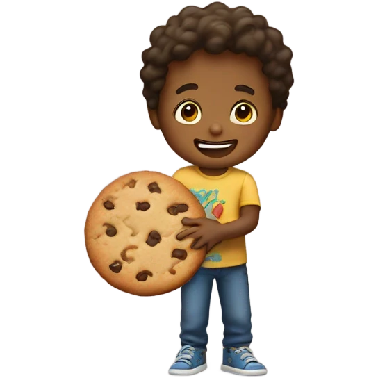Kid being given a cookie emoji