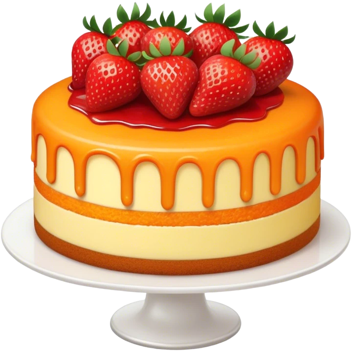 Orange cake with a strawberries on the top  emoji