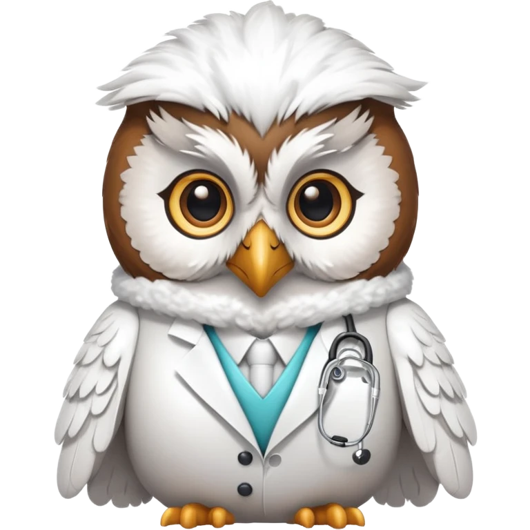 Twilio owl wearing doctor outfit with stethoscope and white coat emoji