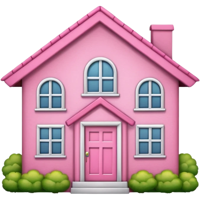 Pretty pink cartoon house a little more realistic like an emoji style  emoji
