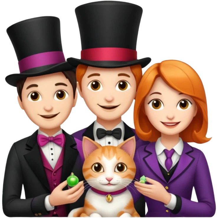 magician couple and their pet cat emoji