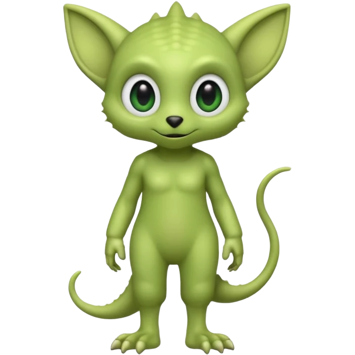 full body cute humanoid peacefull alien furry with 2 legs and eye stalks stands upright and looks intelligent ...wears clothing. not green..looks happy and cudly emoji