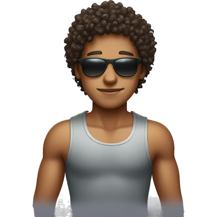 Curly boy with sunglass and tanktop  emoji