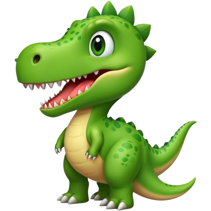 crea un dinosaurio alegre con caracteristicas amigables emoji