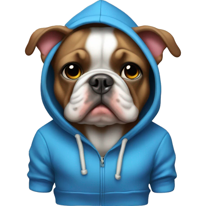 French bull Dog wearing a hoodie emoji