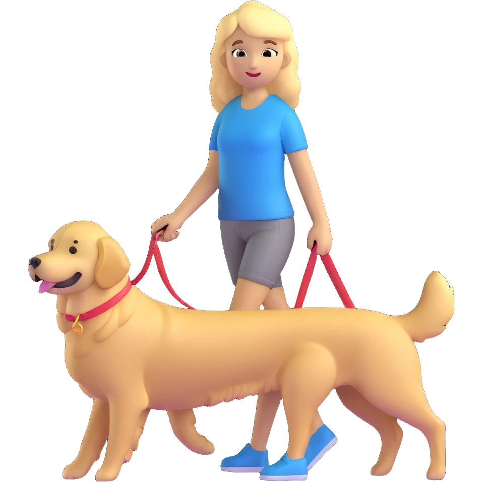 blonde girl with golden retriever dog emoji