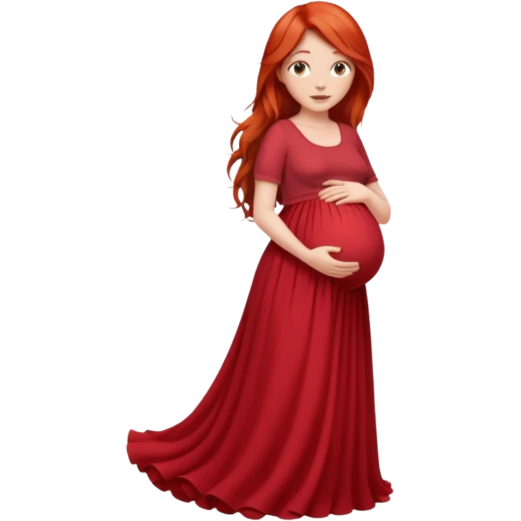 Make a girl with long red hair, pregnant with long skirt emoji