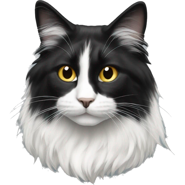 black and white cat long haired emoji