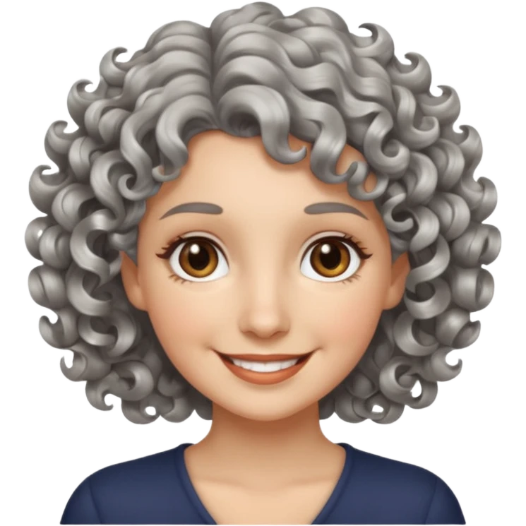 silver, short, wavy-haired with curls, smiling pretty lady, brown/hazel eyes

 emoji