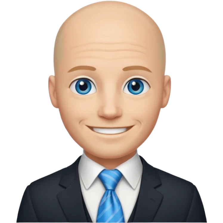 Bald blue eyed groom  with tye emoji