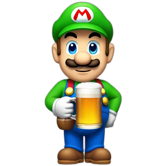 supermario with a beer emoji
