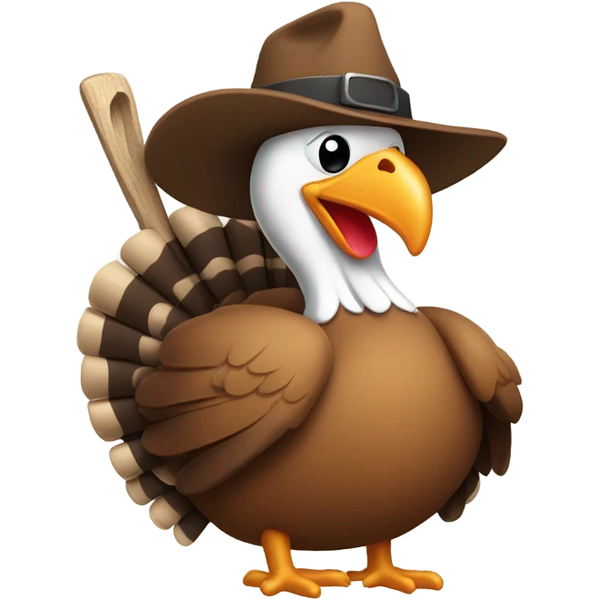 Sleepy turkey with a hat and a crowbar emoji