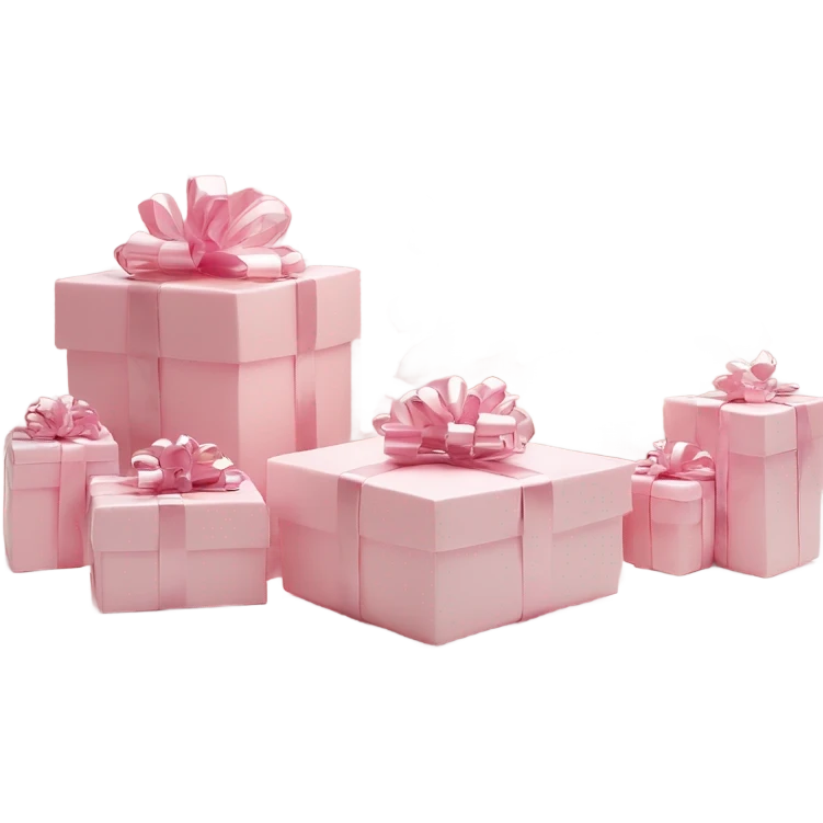 Light pink Christmas gifts under a white Christmas tree  emoji