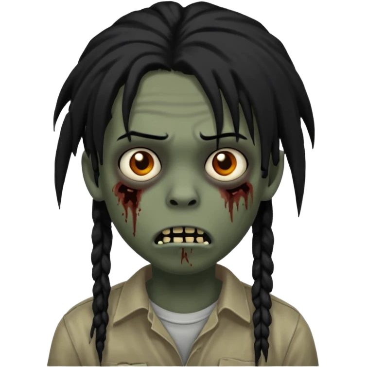Boy, zombie, black hair, medium long, emo, dreads, dark, spooky, creepy expression emoji