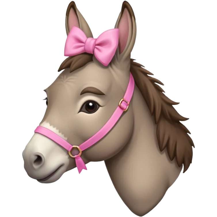 una burra con moño rosa y dando un  emoji