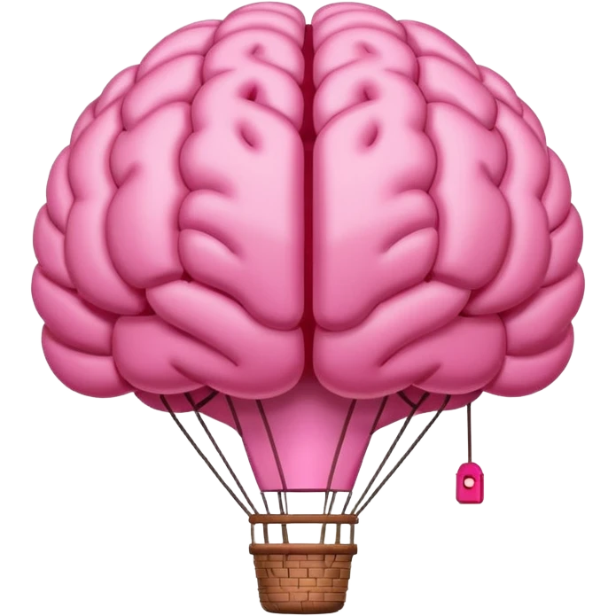Globo aerostatico con forma de cerebro de color rosa emoji