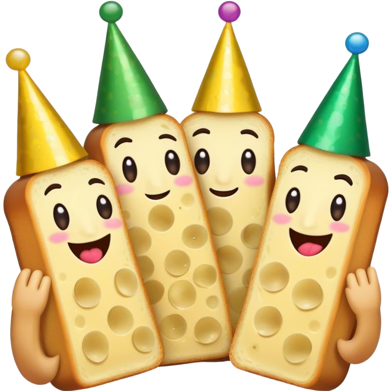 slices of garlic bread having a party  emoji