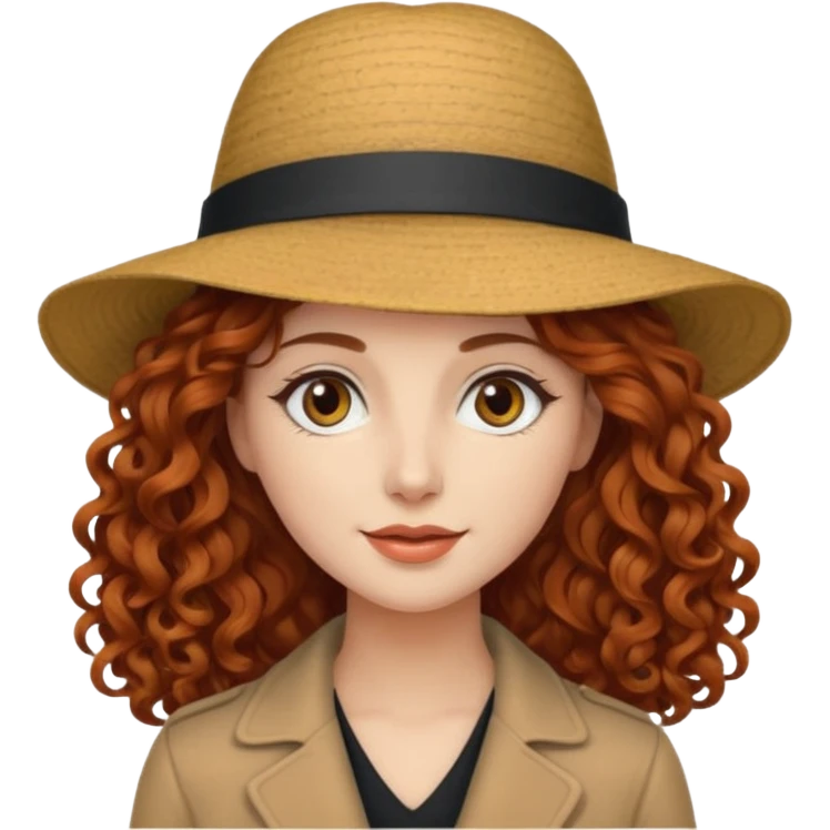 a woman with hat and have long curly hair emoji
