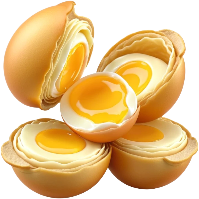 3D rendered authentic Hong Kong egg puffs (港式鸡蛋仔) being pulled apart showing stretchy interior, golden color, hyper-realistic egg-shaped bubbles, glossy surface, detailed texture emoji