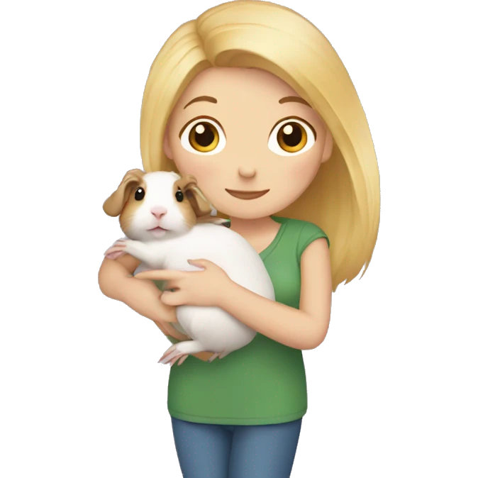 Blonde Woman hugging a guineapig emoji