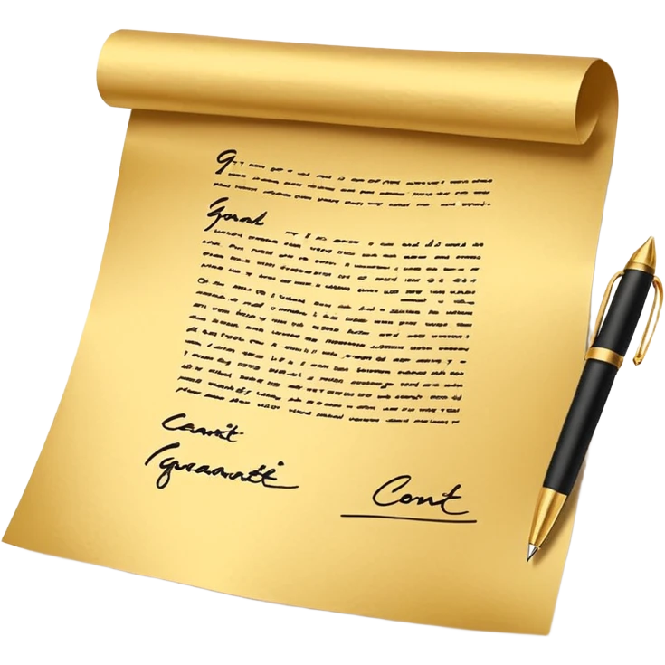 Professional guarantee contract golden paper signed emoji