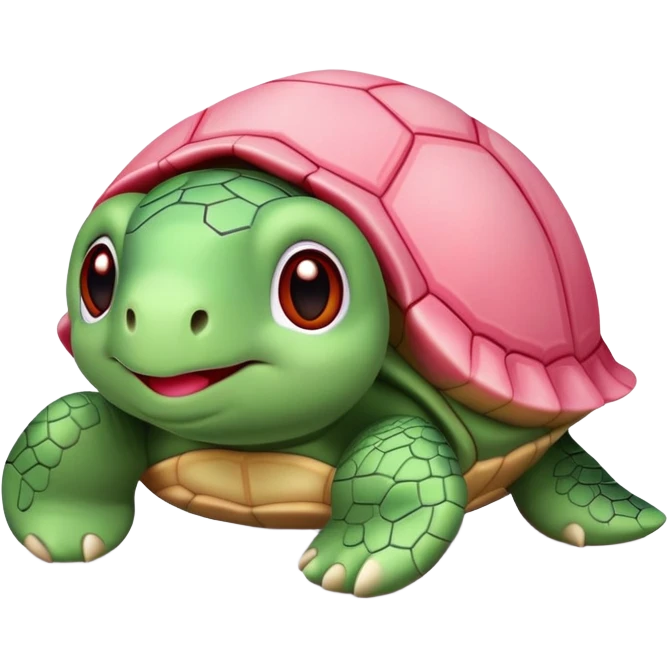 cute turtle plushie with light pink skin and red shell emoji