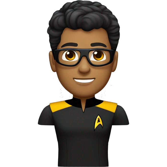 Teniente rosas. De Star Trek. Guapa, de pelo negro y rizado. Lentes transparentes  emoji