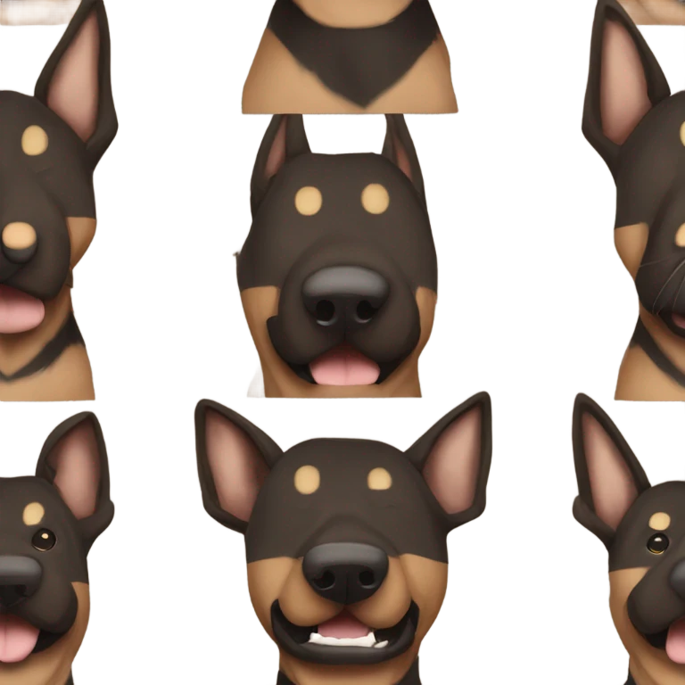 Black and brown striped Belgian malinois dog with floppy ears emoji