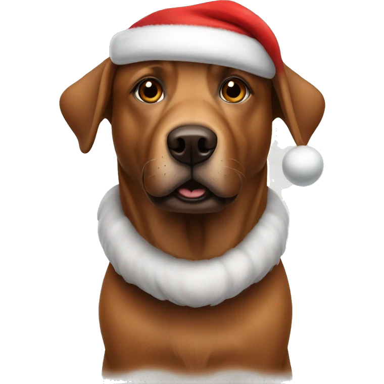 brown dog with santa emoji