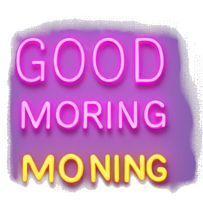 make the inscription "good morning" in neon letters emoji
