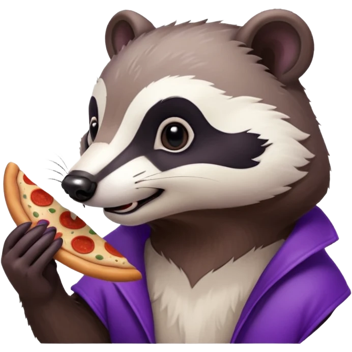 badger eating pizza purple and white emoji