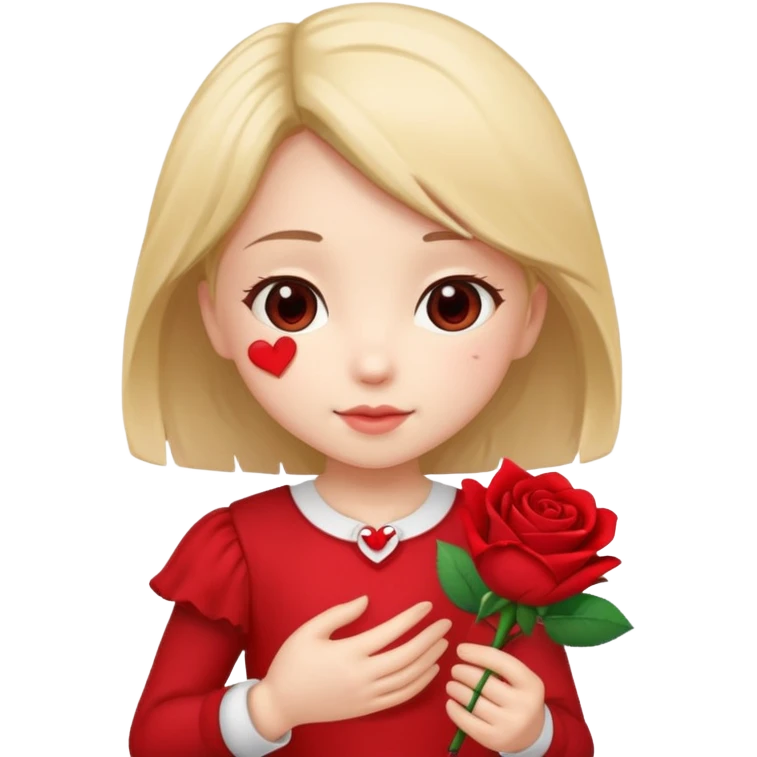Chibi girl giving heart and rose emoji
