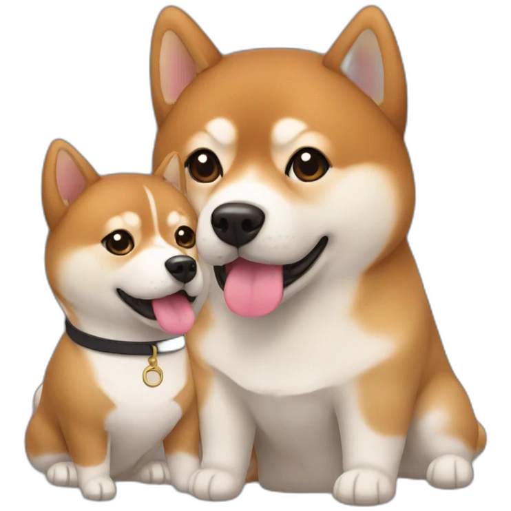 Cute Shiba-dog with her mistress, a woman with brown and curly hair emoji