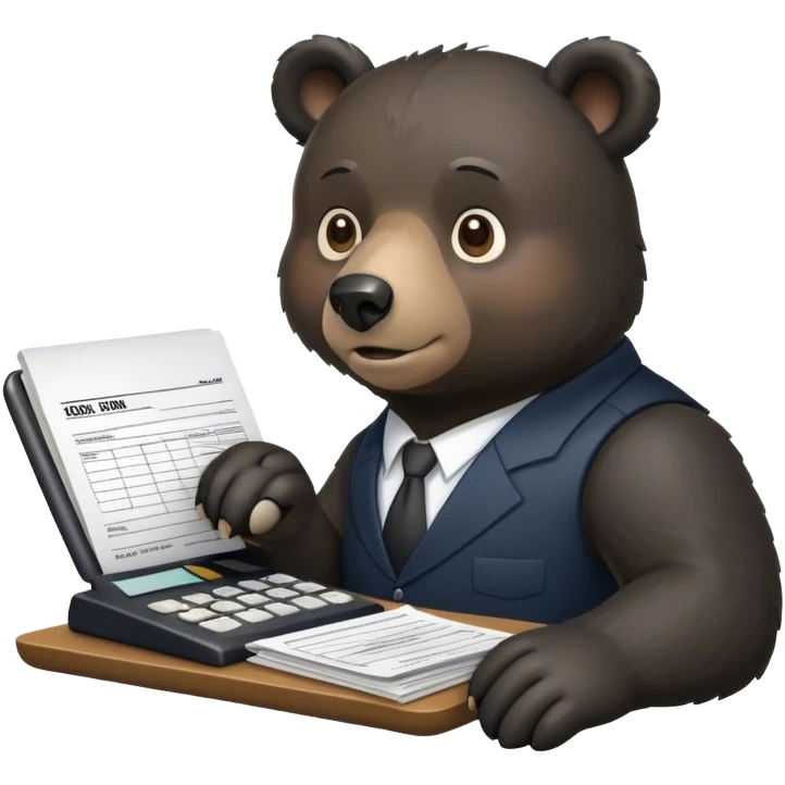 Black bear doing taxes emoji