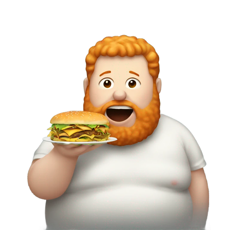 fat ginger man eating a lot of food  emoji
