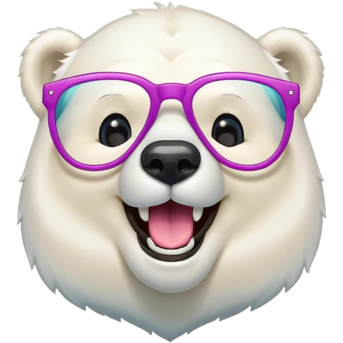 laughing polar bear headshot wearing oversized colorful glasses emoji