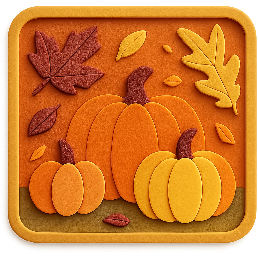 Add falling leaves to the paper craft style fall scene in the square, keeping the layered look emoji