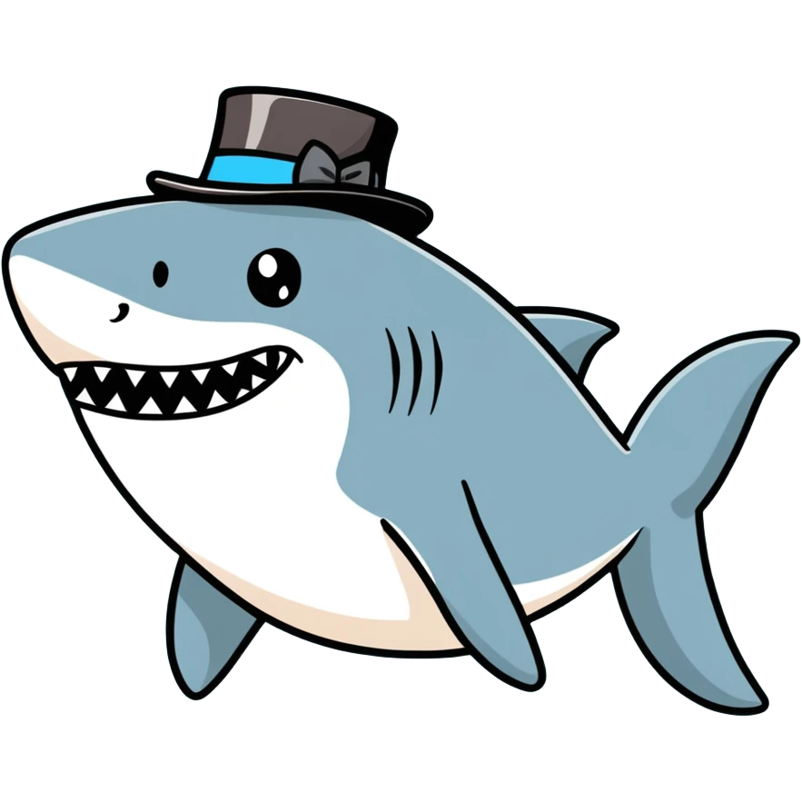 Shark with a top hat emoji
